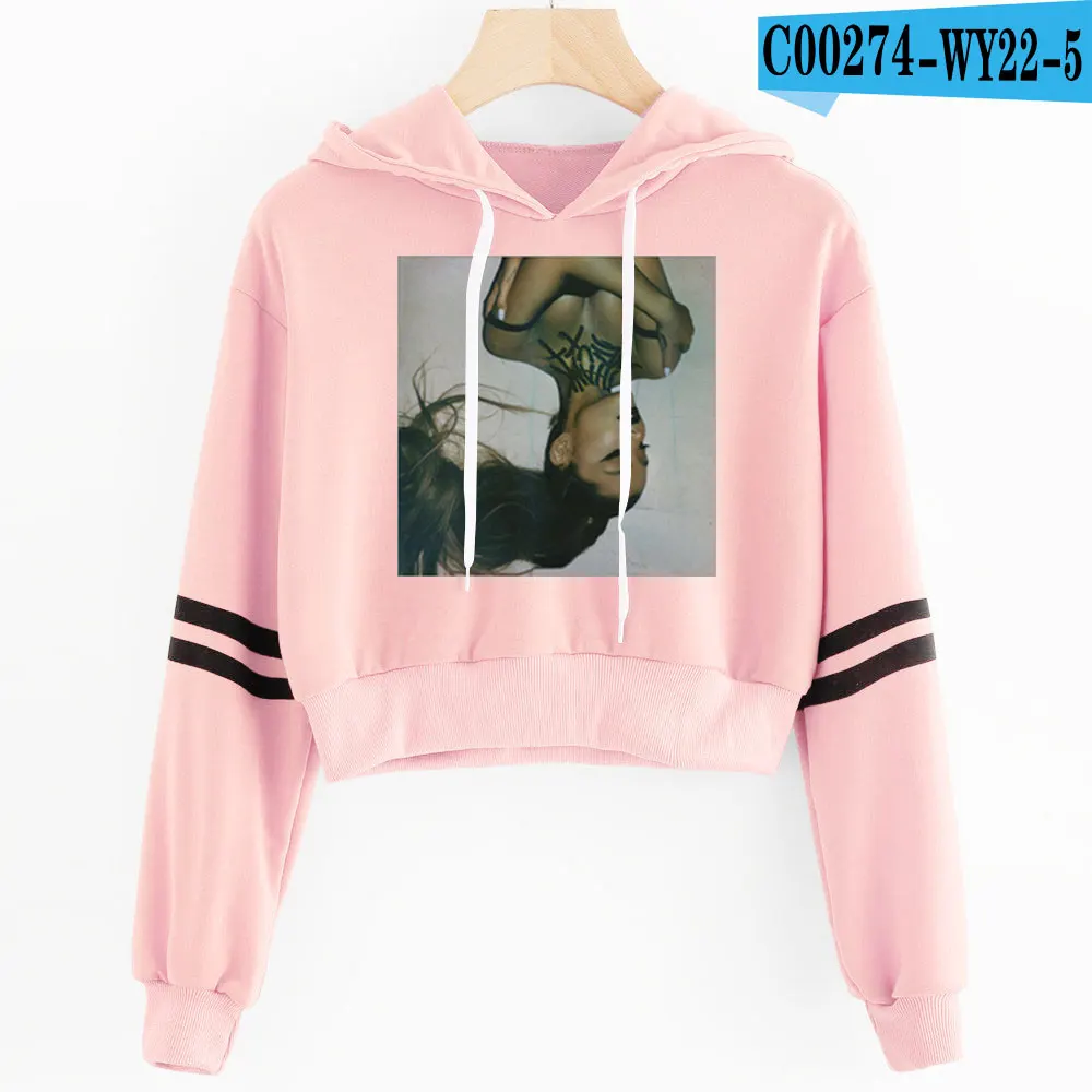 Pink Ariana Grande, женские толстовки с пупком, толстовка, крутая мода, Kpop, сексуальные, милые,, Новое поступление, Harajuku, повседневные толстовки, Толстовка - Цвет: Pink