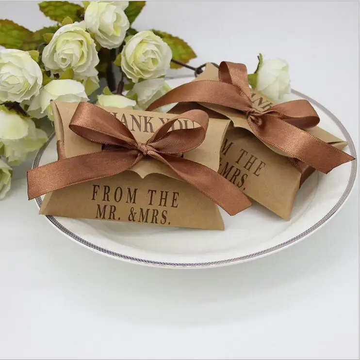 100 шт крафт подушка коробка бумага конфетная свадебные сувениры подарочная