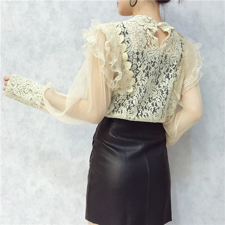 Amolapha 2018 весенние женские кружевные блузки и майки модные с вырезами|crochet blouse|blouse