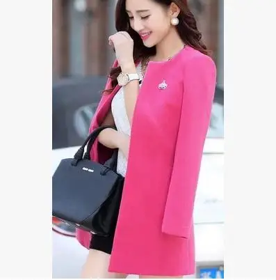 Женское шерстяное пальто женское осенне весеннее с круглым вырезом и открытым