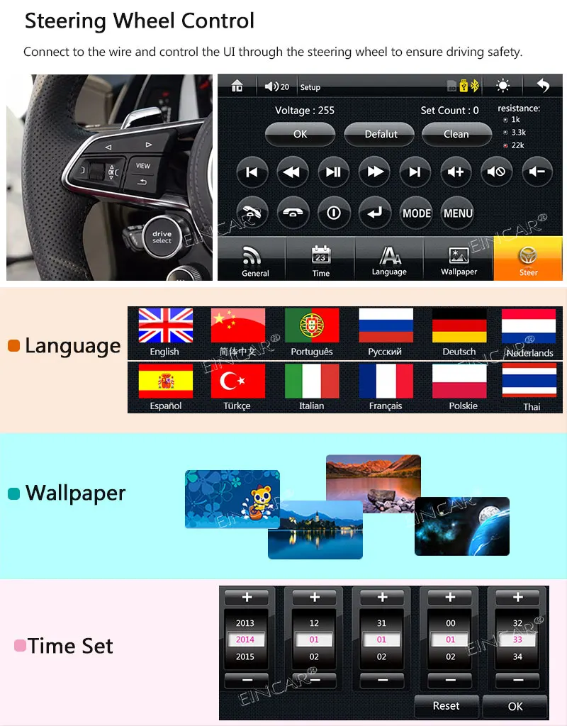 Автомобильный стерео Bluetooth радиоприемник FM AM RDS видеоплеер Многоязычное головное