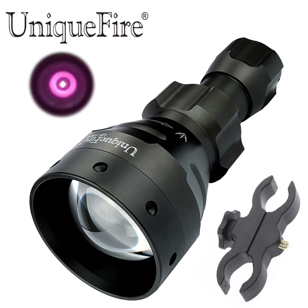 UniqueFire 1504 IR 940NM Led Flashlight Infared Light Zoom 3 Modes Waterproof Aluminum 67mm Convex Lens Torch with Scope Mount