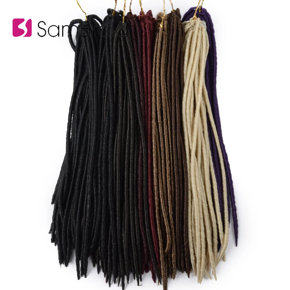 SAMBRAID, вязанные крючком косички, искусственные локоны, синтетические косички для женщин, 18 дюймов, вязанные волосы для наращивания, 24 пряди/упаковка