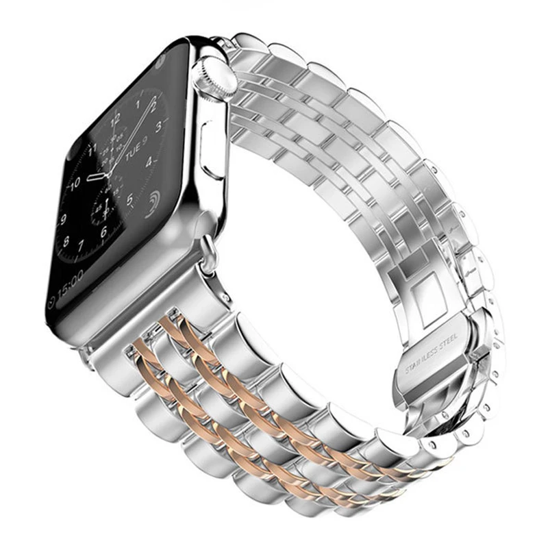 Ремешок для Apple Watch 4 3 2 ремешок металлический браслет из нержавеющей стали для iWatch ремешок 42 мм 38 мм 4 полосы 44 мм 40 мм ремешки