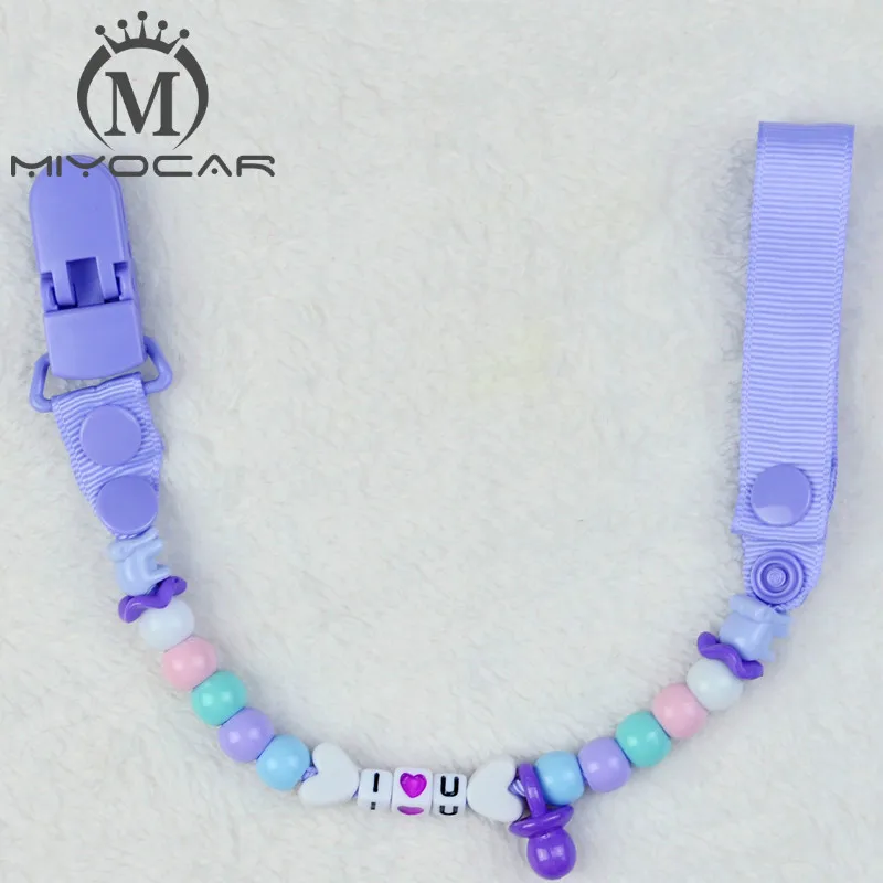 MIYOCAR Персонализированные-любое имя синие Бусины с синими Grosgrain соска зажимы держатели для сосок цепи фиксатор/зажим для прорезывателя