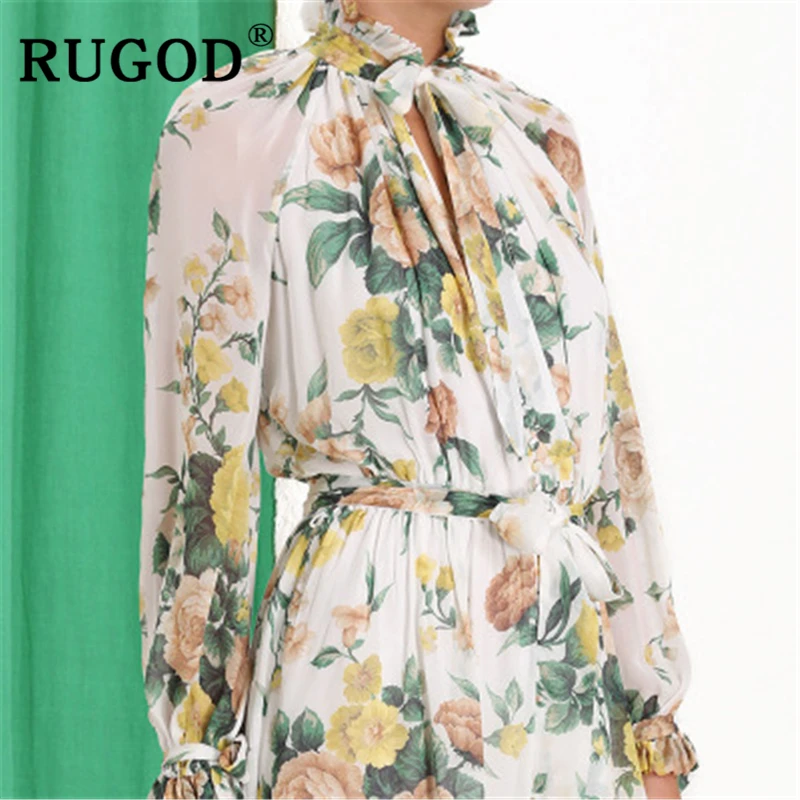 RUGOD элегантный женский комбинезон с цветочным принтом модный шифоновый на