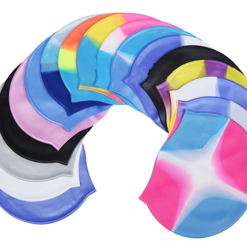 

2019 new silicone swimming cap unisex waterproof swimming cap soft multicolor