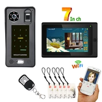7inch touch screen wired wifi fingerprint ic card video door phone doorbell intercom system support remote app unlocking