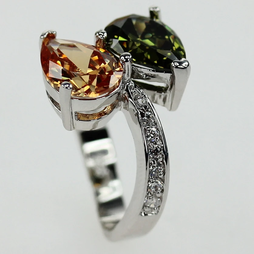 Fleure Esme Роскошные обручальные кольца для женщин AliExpress Горячая Перидот морганит, фианит с родиевым покрытием R413 Размер 8