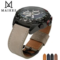 maikes luxury gray watch accessories genuine leather 24mm 22mm watch band soft wrist watch watchband for fossil omega panerai