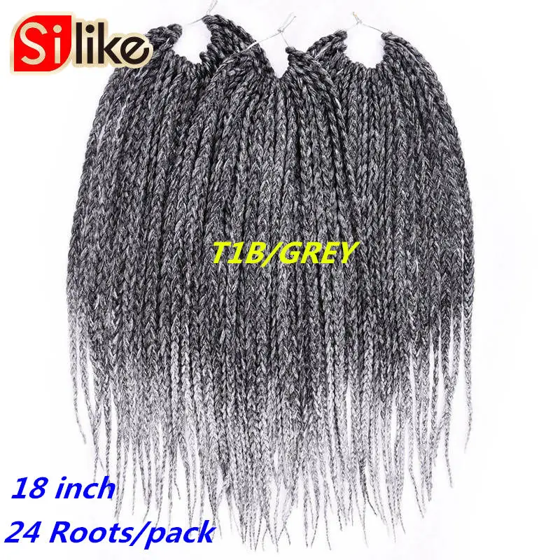 Ombre Synthtic черный зеленый 18 дюймов микро вязание крючком коробка косы для наращивания волос 24 корней волос Плетение для черных женщин от Silike