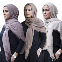 trendy muslim instant scarf shawl and wrap cotton crinkled hijab solid lightweight islam foulard turban for women headscarf
