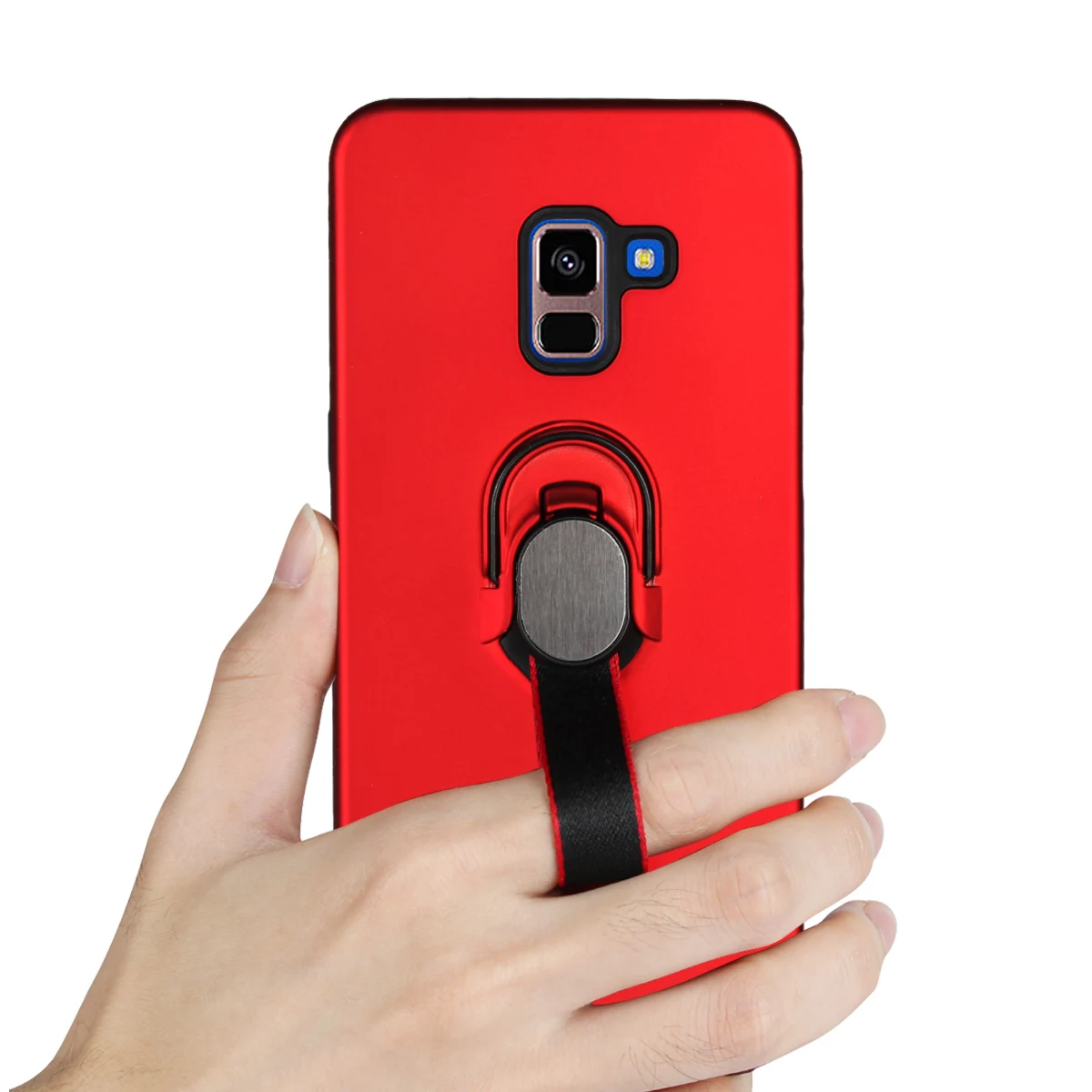 PC TPU 2 in One Cases For Samsung Galaxy A6 A7 A8 A9 A9s Plus Star Lite 2018 Note 9 8 5 A750 Covers Ribbon Stand Ring |