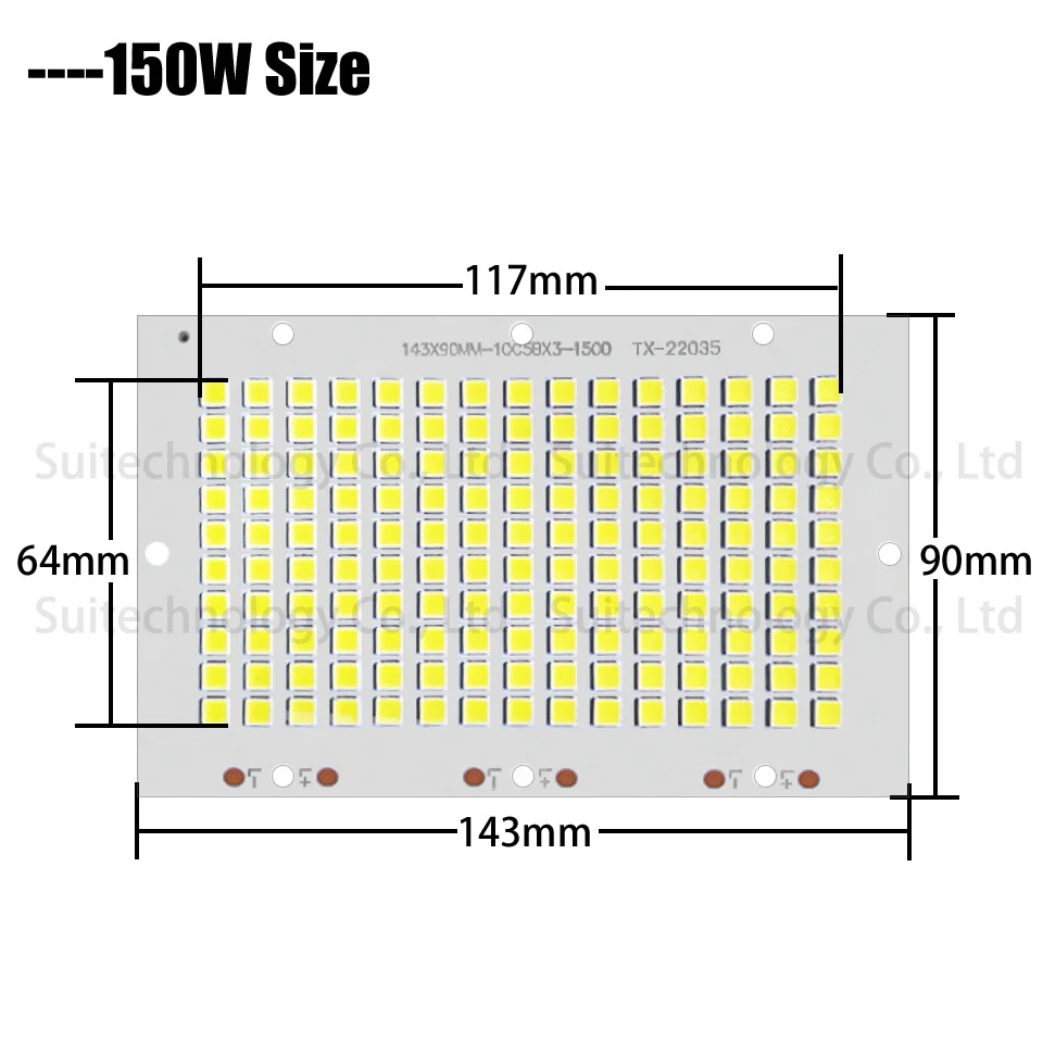 150W 1 шт. полный светодиодный прожектор PCB мощностью 10 Вт, 20 Вт, 30 Вт, 50 Вт, 100 Вт, 150 Вт, SMD5054 светодиодный светильник PCB, алюминиевая пластина для Светодиодный прожектор - Испускаемый цвет: 150W