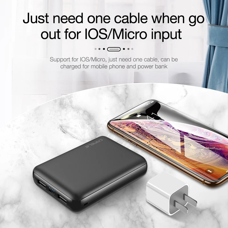 CAFELE 10000 mAh Мощность Bank Dual Выход Micro USB Вход свет Зарядное устройство для iPhone X XS samsung