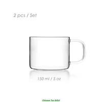 4 setslot super clear modern tea glass cups with handle 150mlglass drinkwarekungfu tea set