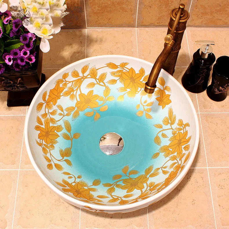 

Home use bowl shape high quality ceramic hand wash face basin from jingdezhen