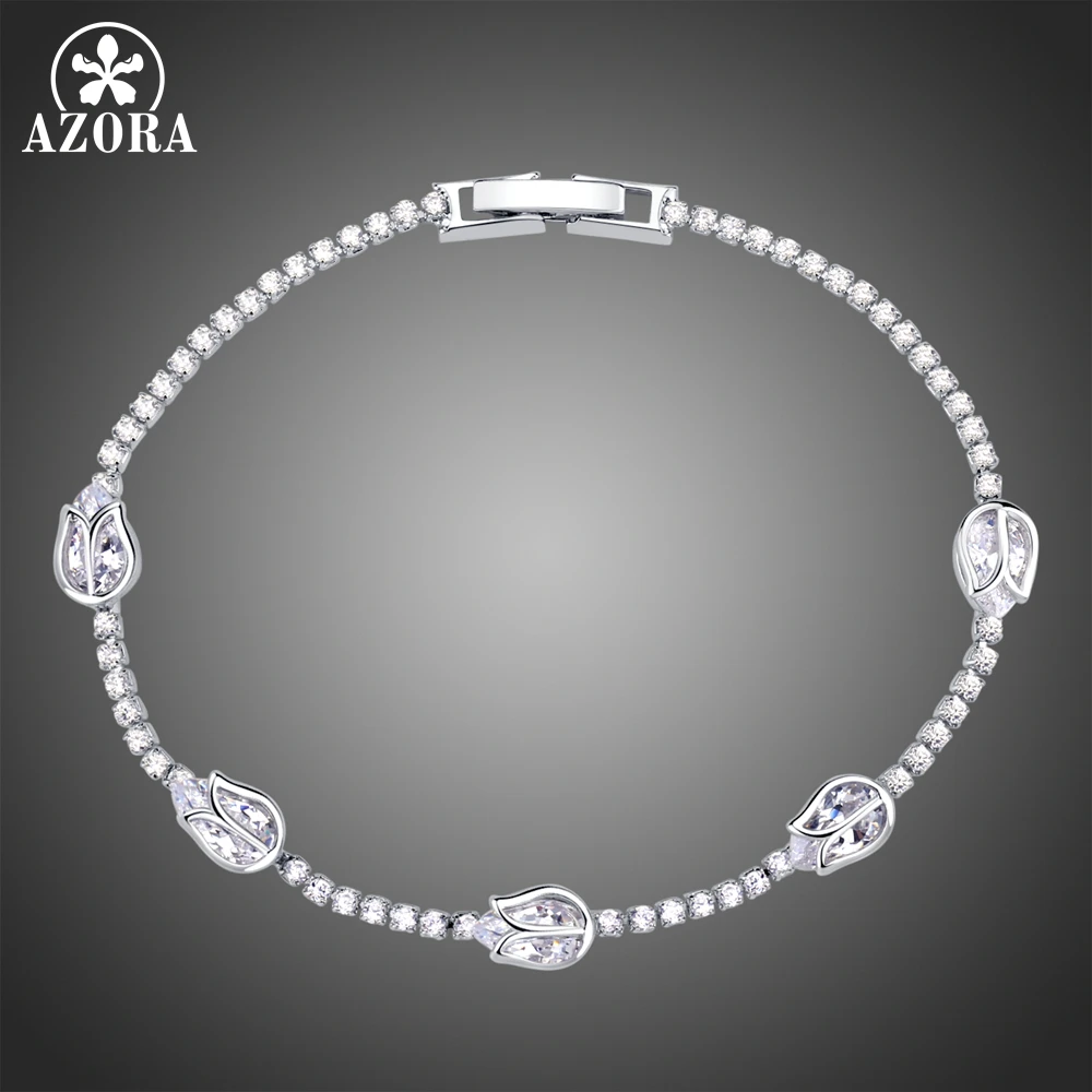 Азора белого золота Цвет браслет с цветком лотоса браслеты для женщин модные