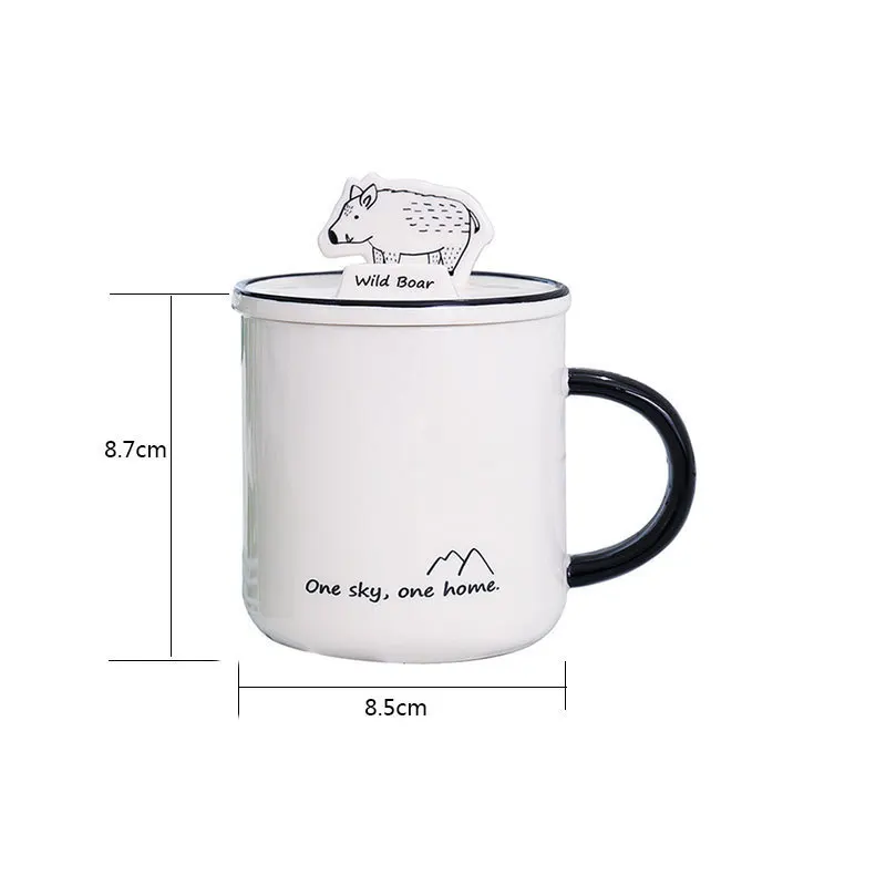 Forest Animal Ceramic Mug Creative Mobile Phone Bracket Cup With Cover Spoon New Student Water Office Gifts | Дом и сад