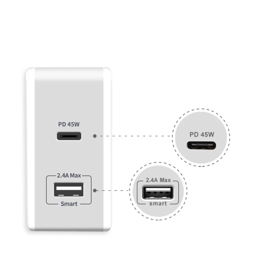 Yojock 57 Вт с разъемом USB Type C PD зарядное устройство Портативный Power Delivery QC3.0 настенное