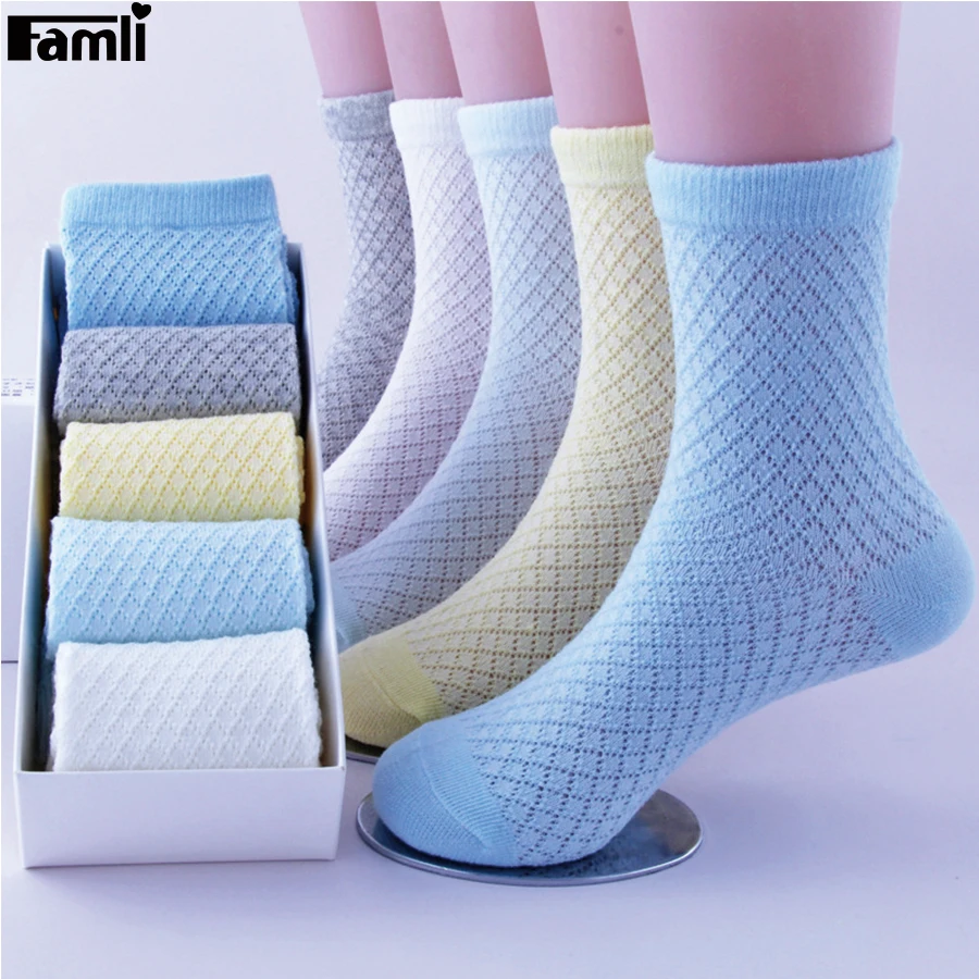 Famli 5 парт/Лот детские летние сетчатые носки унисекс хлопковые Повседневные