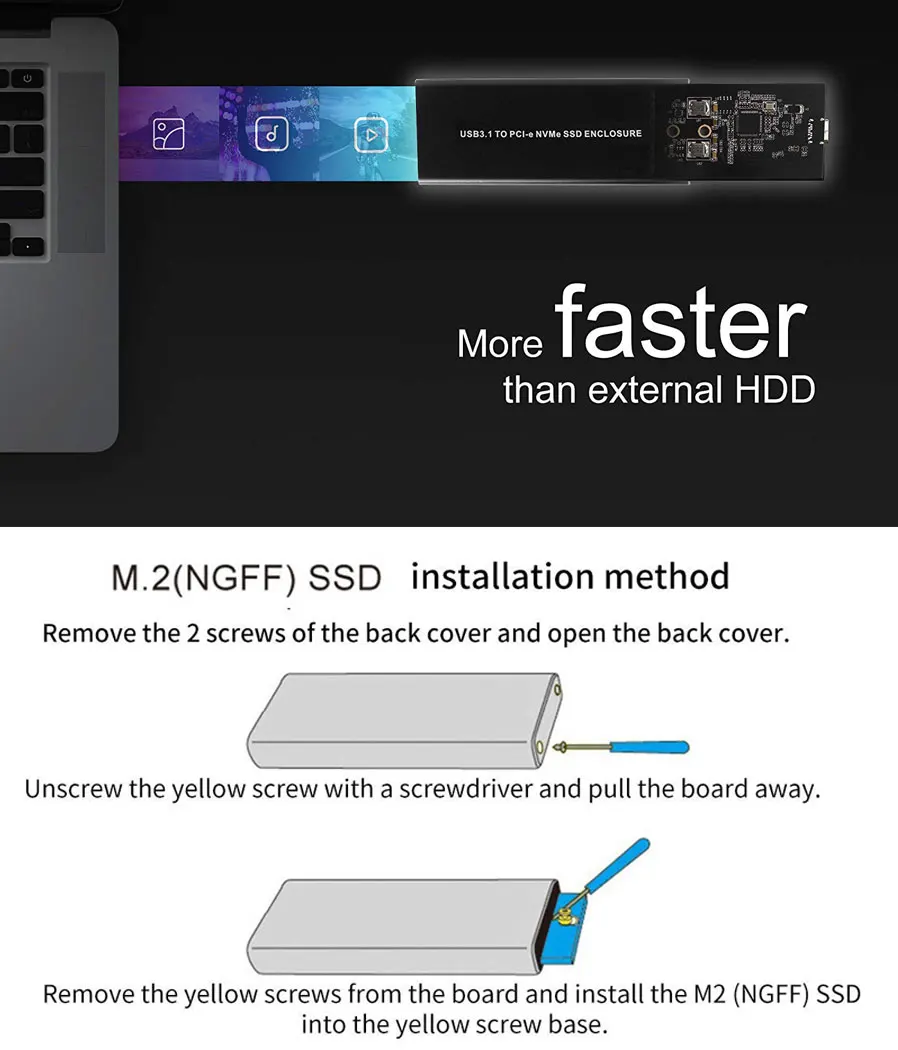 NVMe PCIE USB3.1 HDD корпус M.2 к USB 3,1 Тип C M ключ SSD корпус для жесткого диска внешний HDD чехол/PCIE SSD коробка