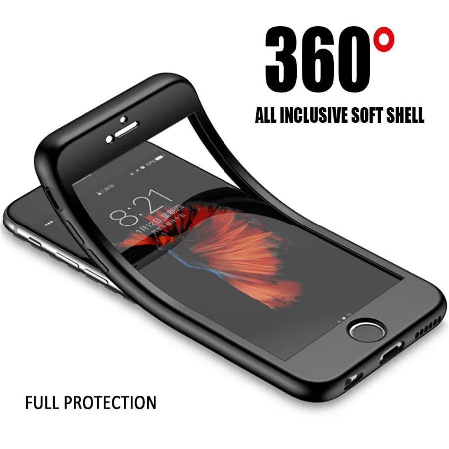 360 Полный чехол для телефона для iphone 5s 6s 5 6 7 8 plus x Мягкий силиконовый чехол для iphone 8 7 Plus X 6 Plus роскошный чехол s