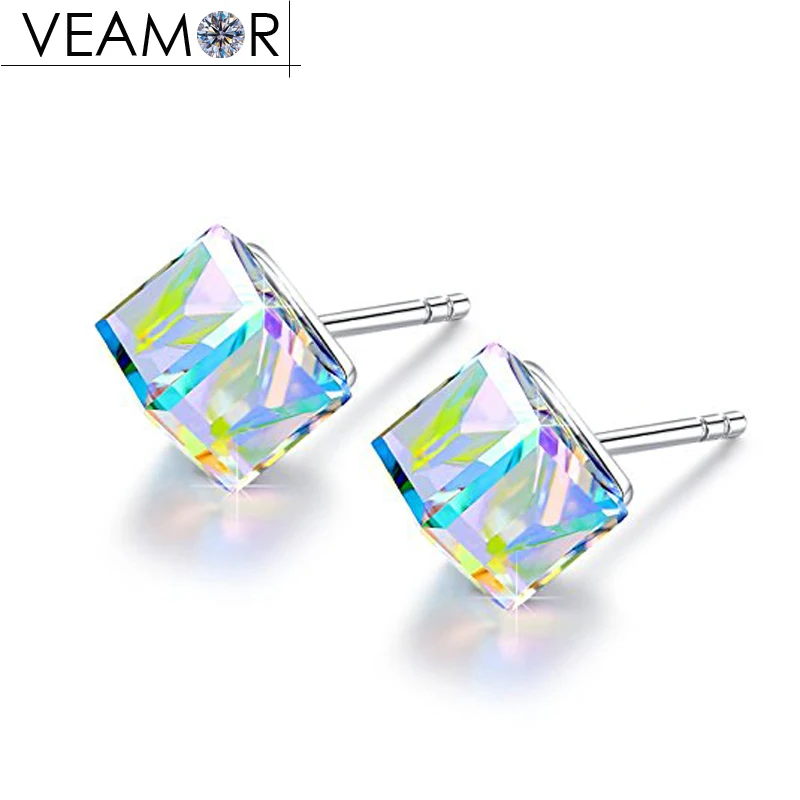 Veamor cube камень Кристаллы серьги-гвоздики ASOS 925 серебро изменение цвета квадратный