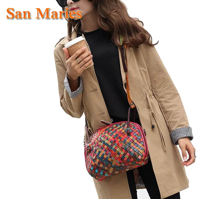 

San Maries New Colorful Knitting Small Women Crossbody Bag Shell Bag Summer Autumn Beach Shoulder Tote Bag Girls Ladies