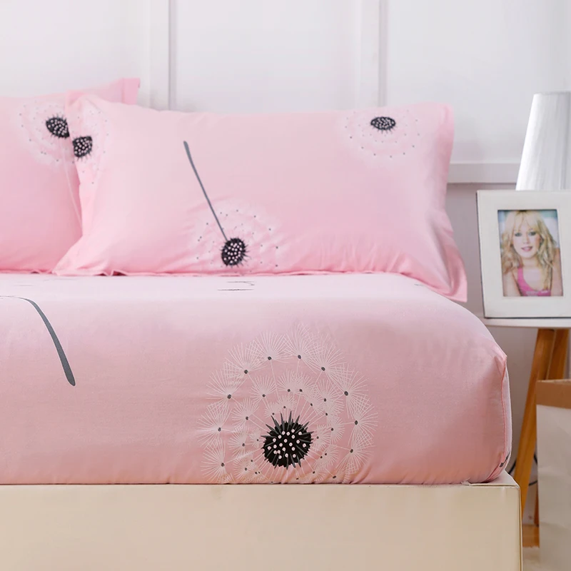 100% хлопок милый розовый + черный Одуванчик узор модный Домашний текстиль кровать