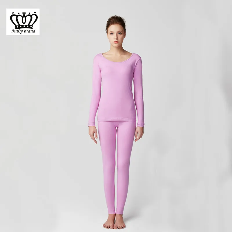2021 winter / Fall Women's Brand Thermal underwear plus velvet pink Women Track Suit And Pants fat sister |