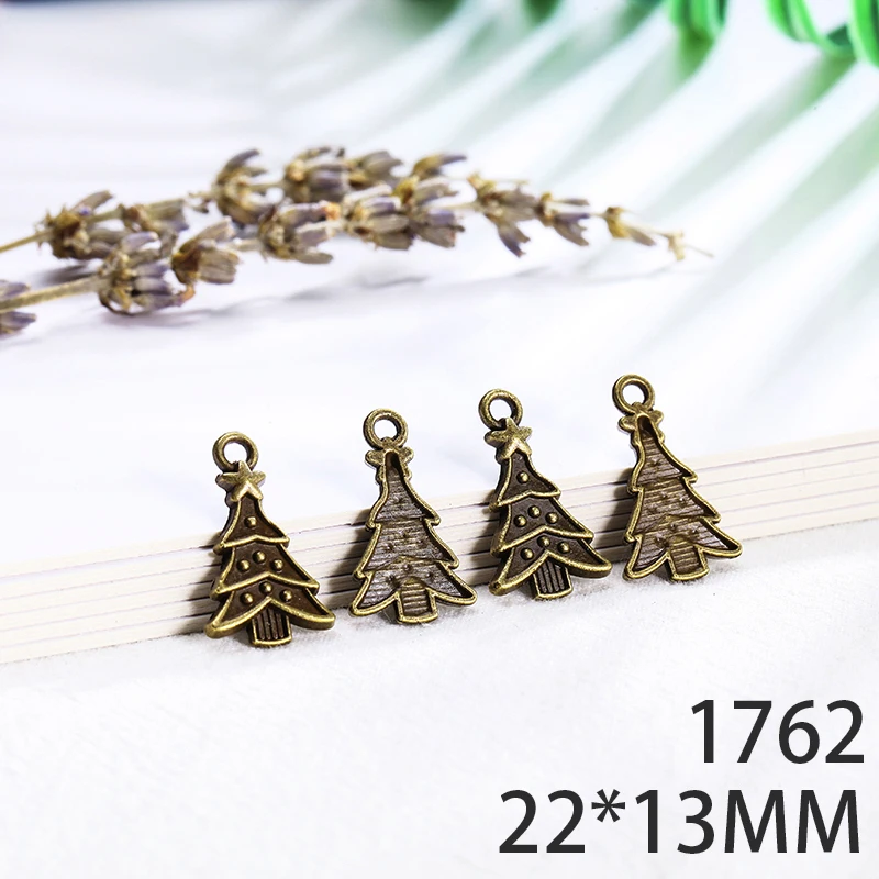 Подвеска елка из металлического сплава 2 цвета 22 х13 мм 15 шт. | Украшения и