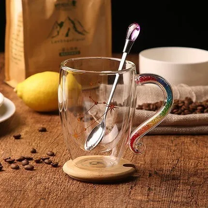Радужная Алмазная ручка Знаки зодиака Bodum кофейный стакан 12 созвездий капучино чайная чашка Термочувствительная кружка Tasse кафе - Цвет: Leo