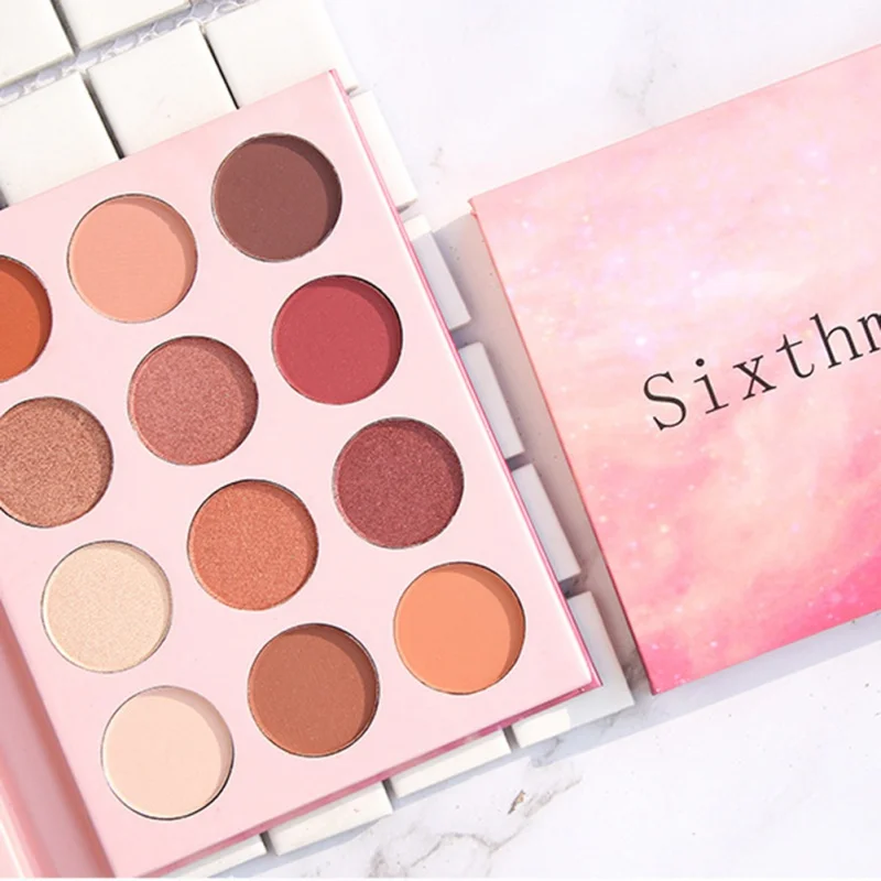 12 видов цветов дымчатые Сияющие тени для век палитра макияжа блестящие пигменты