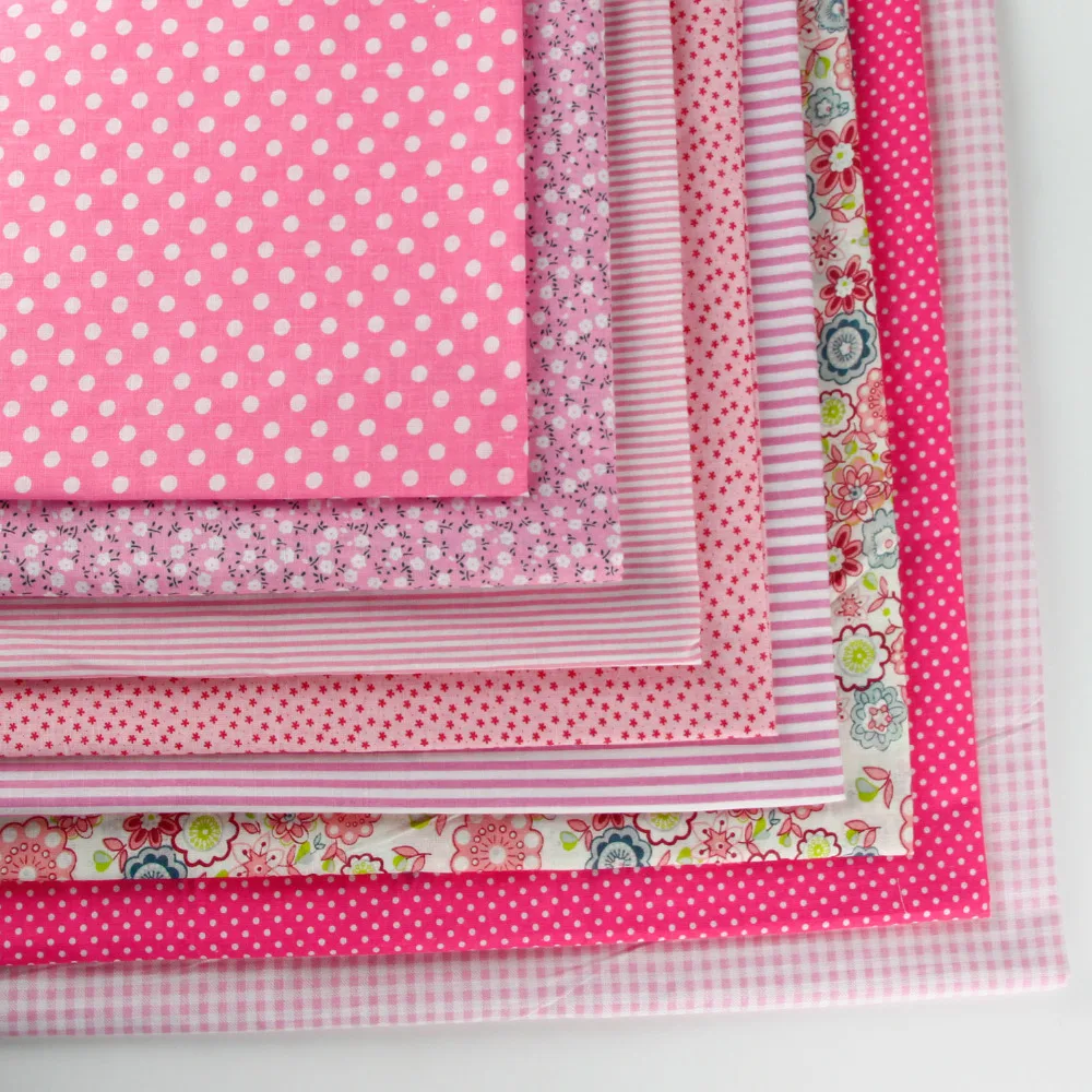 (8 шт./лот) Розовый цвет смешанный стиль 100% хлопок цветочный принт ткань для DIY