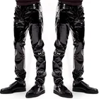 Брюки мужские из искусственной кожи, блестящие, блестящие, в стиле панк, с выделением, для бара, клуба, танцев, для геев, размера плюс
