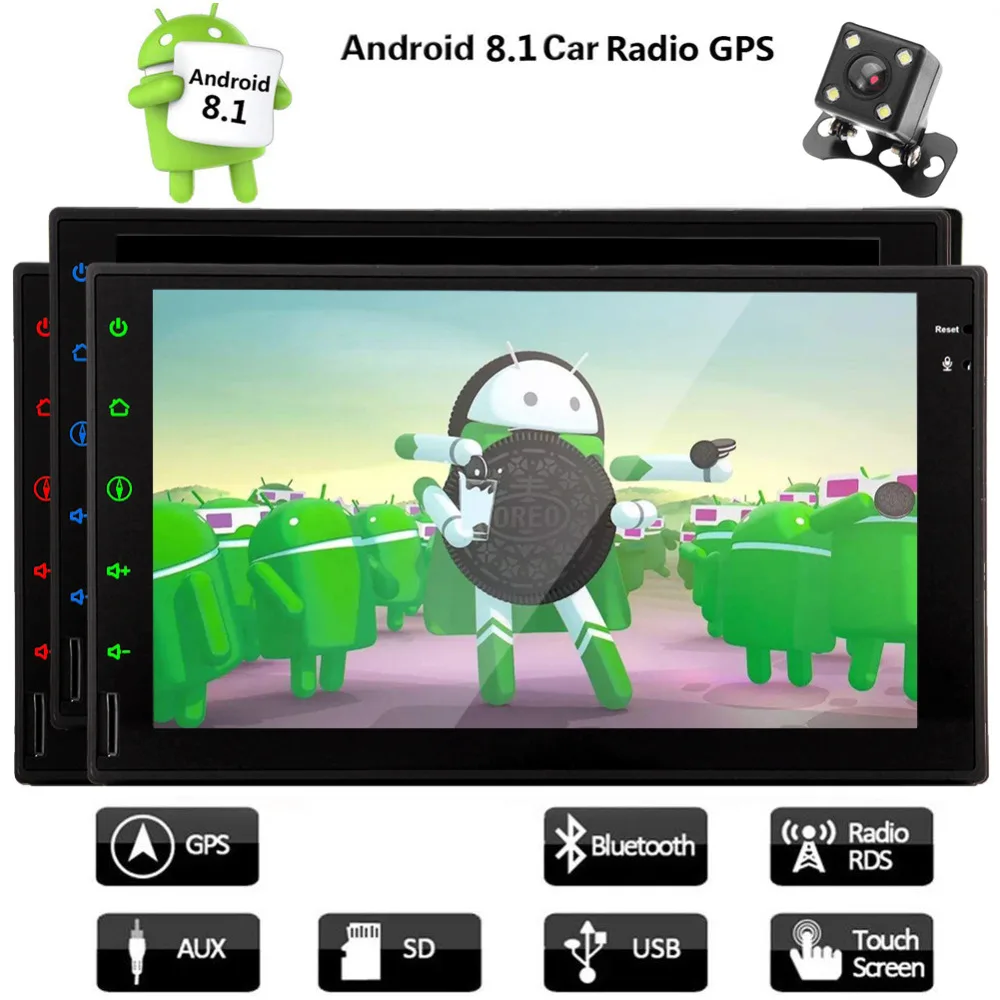 Android 8 1 Авто ПК Радио стерео двойной 2 Din головное устройство с HD сенсорным экраном