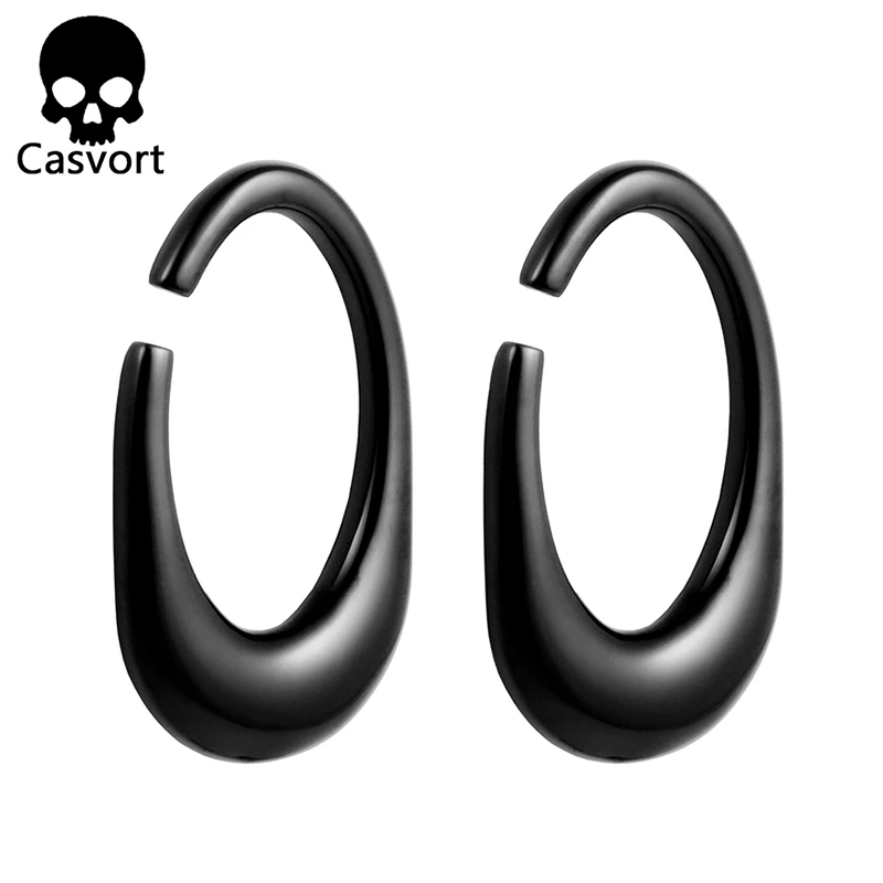Casvort 2 шт Новое поступление тяжелое ухо вес нержавеющая сталь 316 L ушные измерители пирсинг туннели ювелирные изделия для тела 2 шт Лот пара - Окраска металла: black
