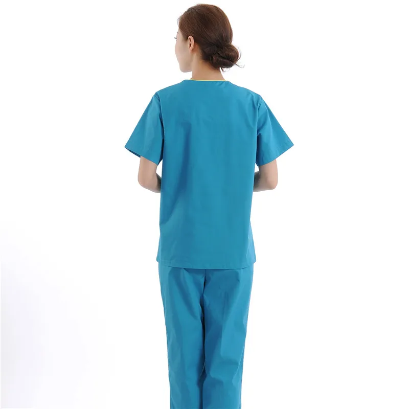 

New Women Medical Scrub Sets Nurse Hospital Uniforms Dental Clinic Beauty Salon Short Sleeve Medical Workwear Slim Fit 2037