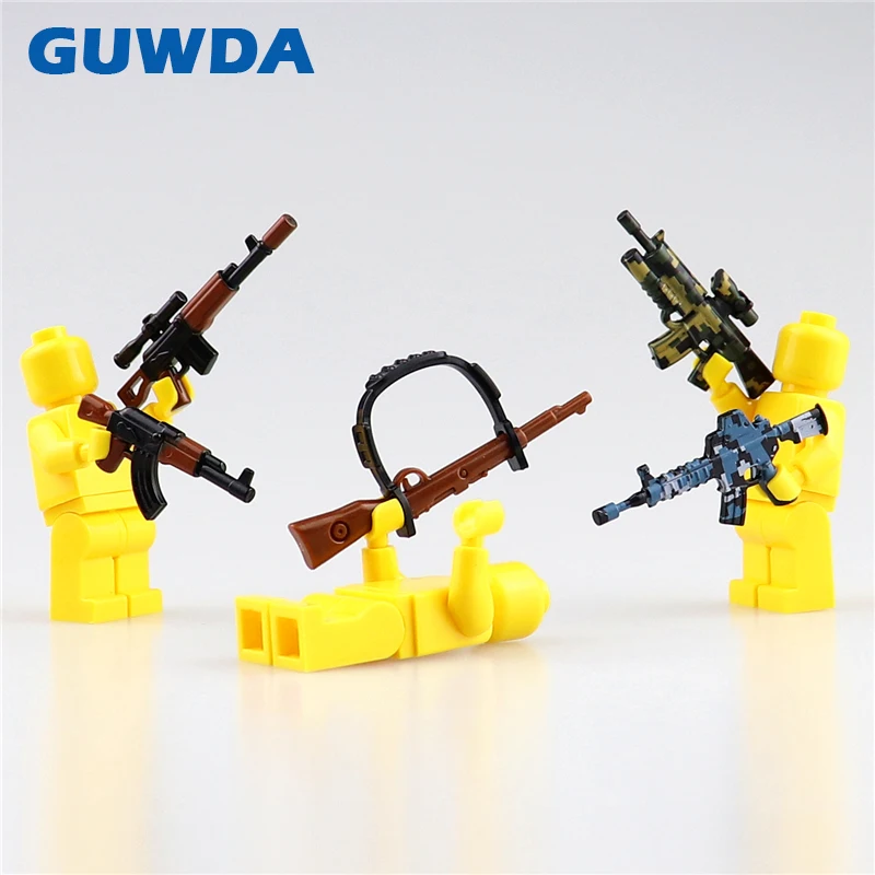 

Military Weapon Camouflage Machine Gun Building Blocks MOC City Police WW2 Figure Arms Pack Compatible Legoed Accessories Bricks