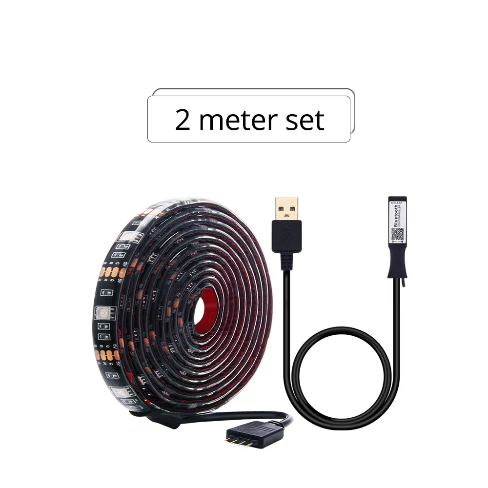 2m set 5 В USB мощность светодиодный светильник RGB полоса 5050 50 см 1 м 2 м светодиодный светильник s украшение для HD ТВ Настольный ПК экран фоновый светильник ing - Испускаемый цвет: 2m set