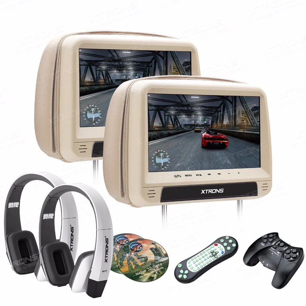 Мониторы 2x9 &quotHD цифровая панель кожаный чехол подголовник автомобиля DVD плееры с