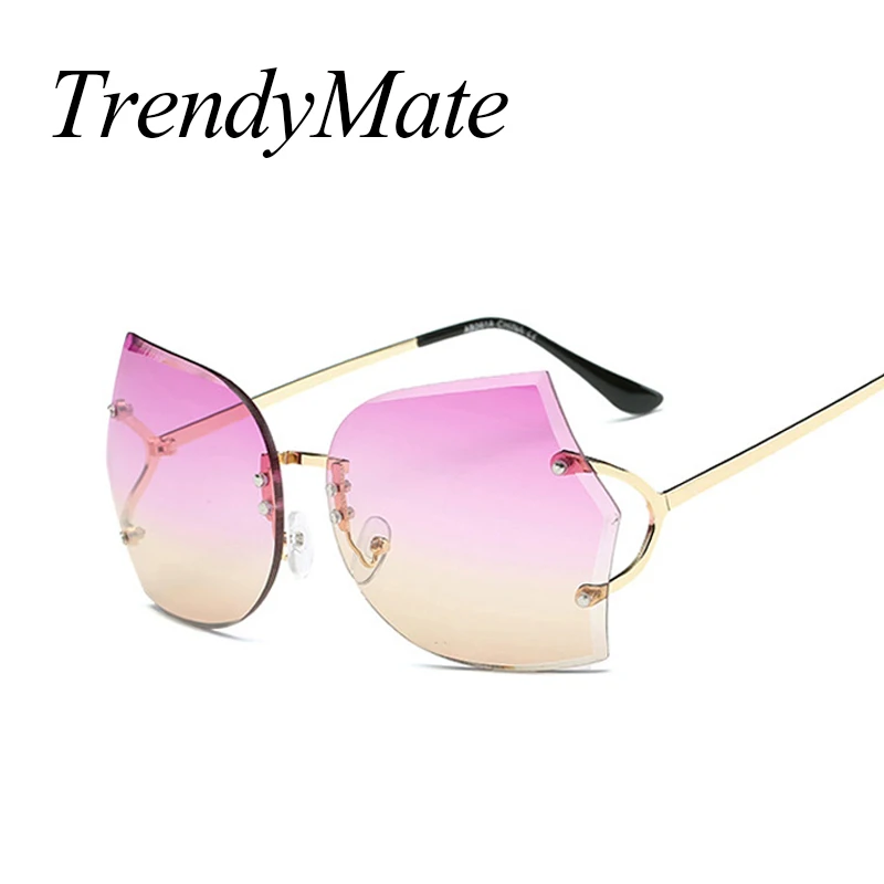 2017 ретро большие очки без оправы женские дизайнерские градиентные старинные в