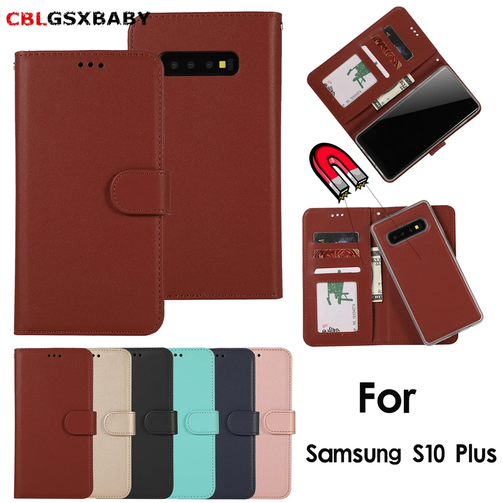 Магнитный съемный кожаный чехол-кошелек 2 в 1 для Samsung Galaxy S20 S10 Plus NOTE 20 10 9 8