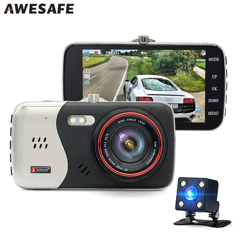4.0 &quotIPS Автомобильный видеорегистратор Камера FHD 1080 P двумя объективами