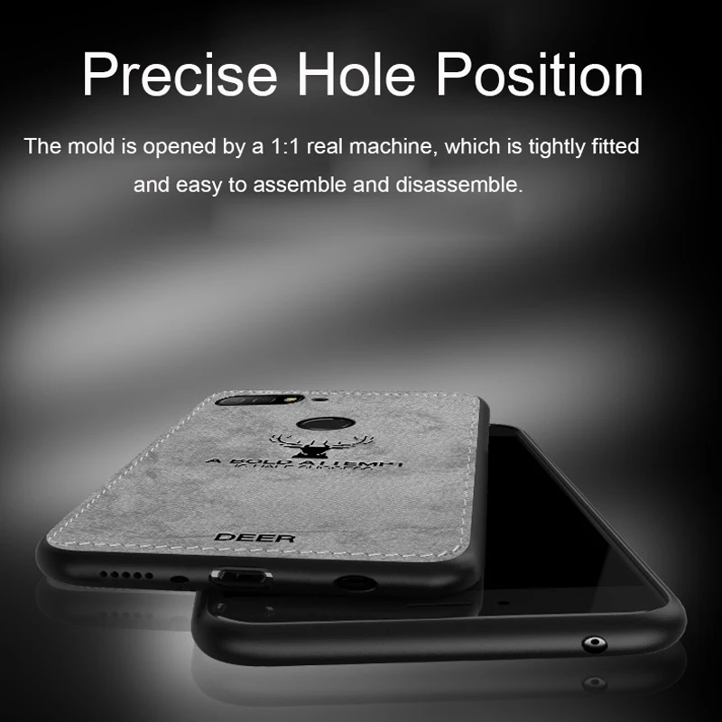 For Huawei Y9 2018 case cover Enjoy 8 Plus back silicone edge deer pattern fabric shockproof for capa |