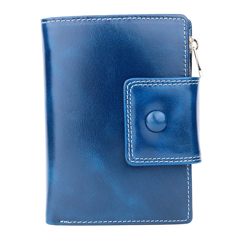 

Billetera Mujer Women's Wallet Genuine Oil Waxing Leather Guaranteed 100% Cowhide New Arrivals Brand Short Vintage Women Purses