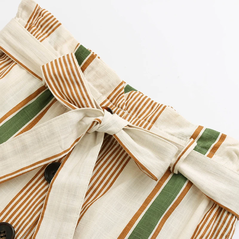 Женская винтажная юбка GOPLUS повседневная Полосатая на пуговицах с бантами и