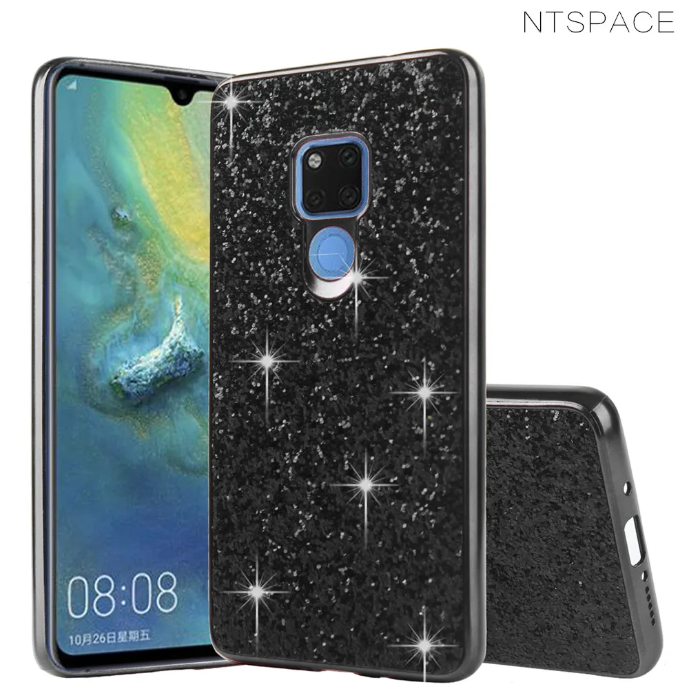 Блестящие ТПУ чехлы NTSPACE для Huawei Mate 20 Pro жесткий чехол накладка с блестками и