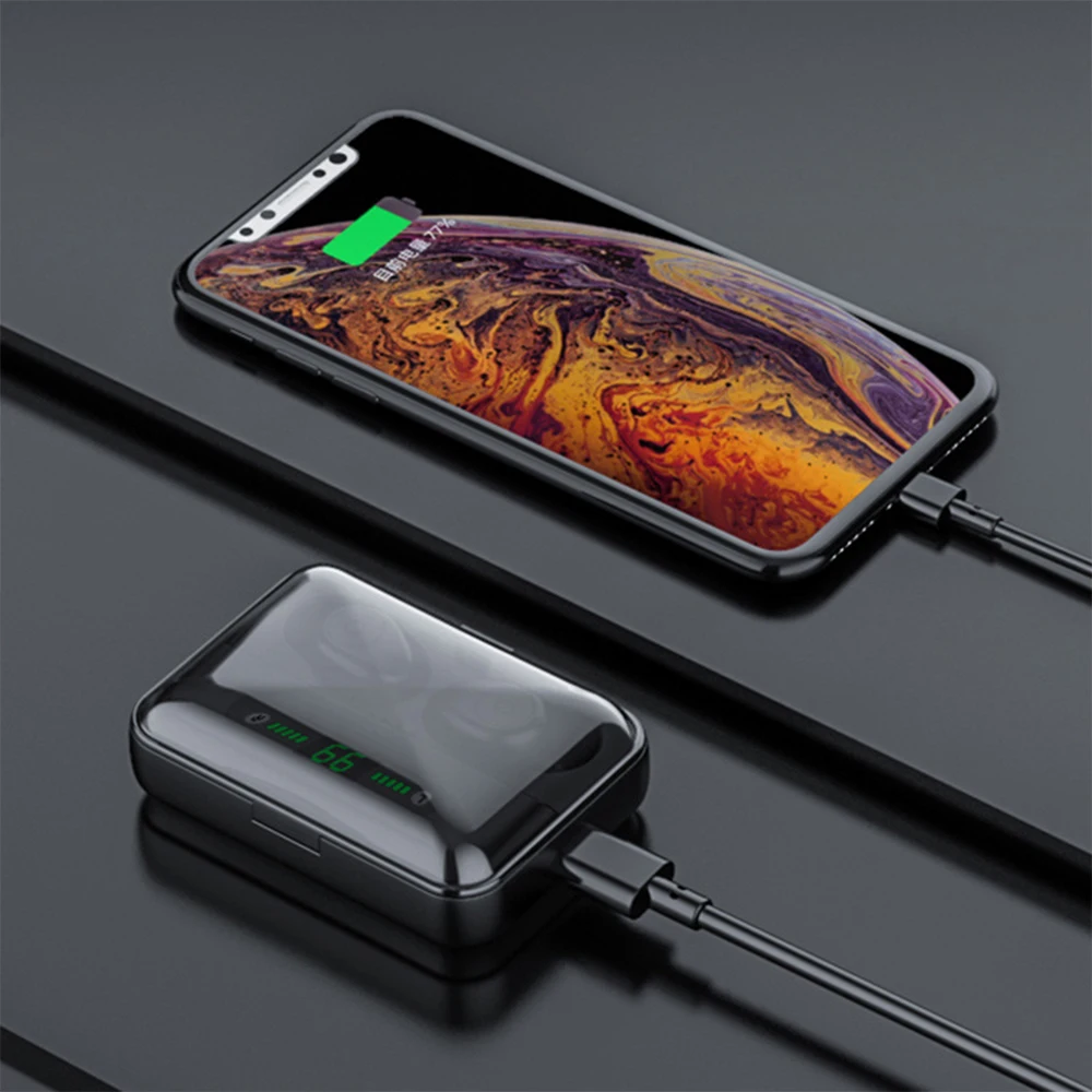 Светодиодный дисплей 1200mA power Bank беспроводные Bluetooth наушники 5 0 водонепроницаемые